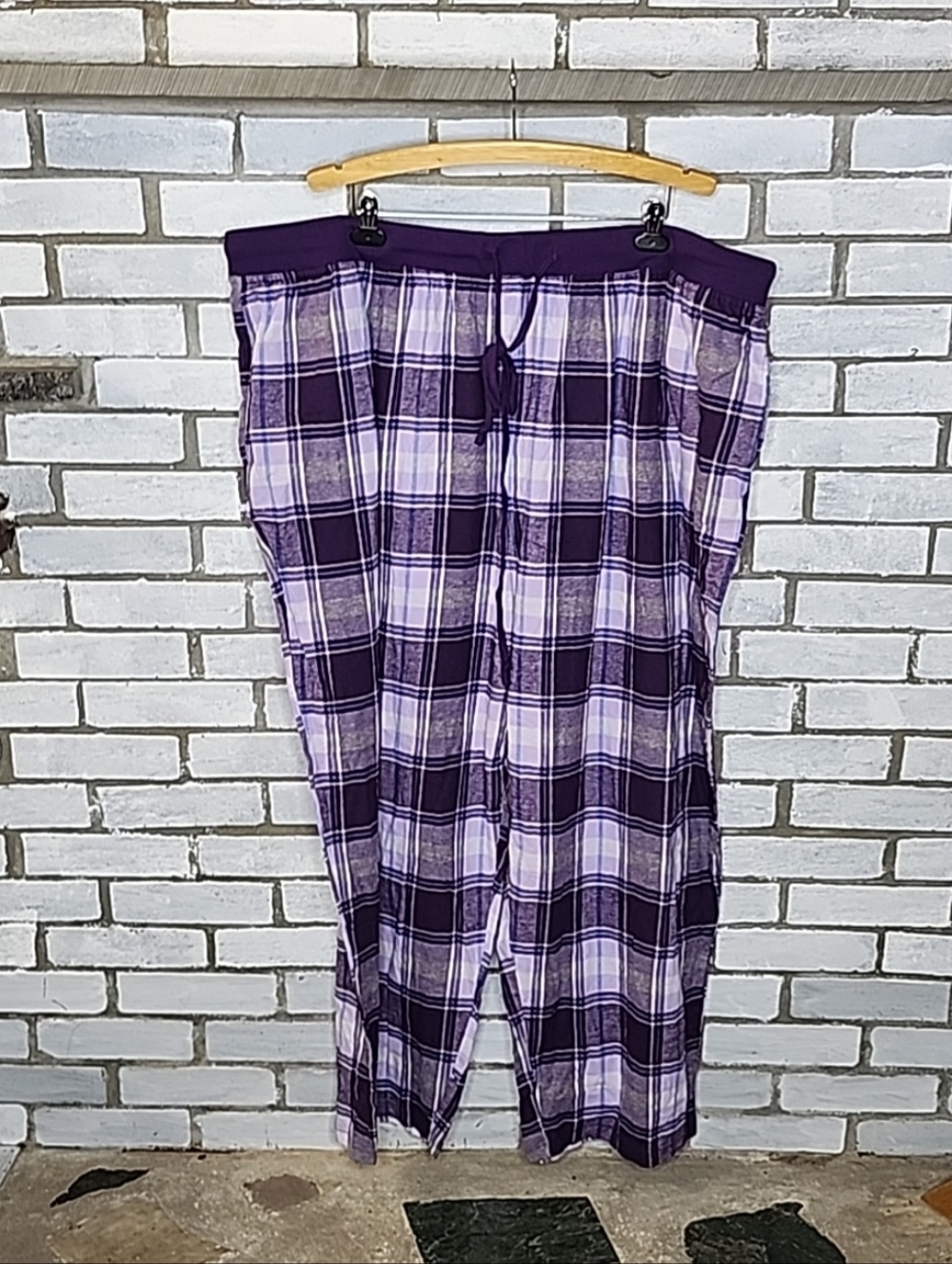 Dreams & Co. Women's Pull-On Plaid Flannel Pajama Pants Plus Size 5X Purple